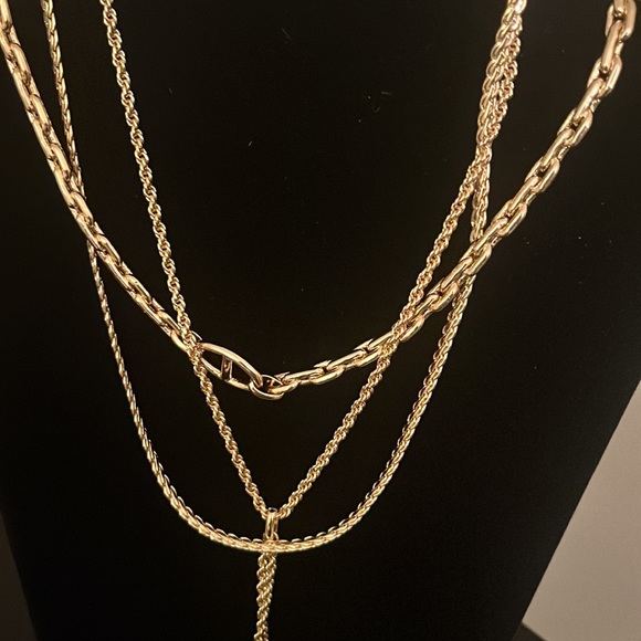 Three layer gold tone necklace - Picture 2 of 7